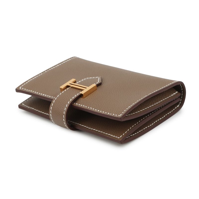 Hermes Card Case Bearn Mini Etoupe Gold Vo Madame