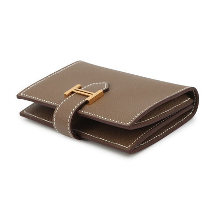Hermes Card Case Bearn Mini Etoupe Gold Vo Madame