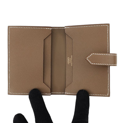 Hermes Card Case Bearn Mini Etoupe Gold Vo Madame
