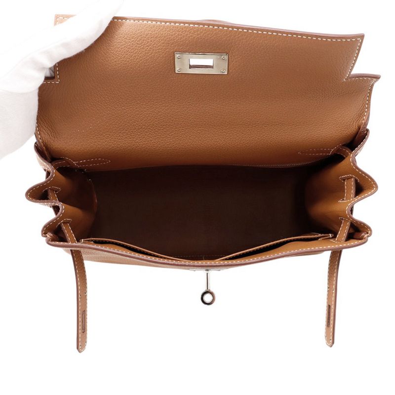 Hermes Handbag Kelly 28 Inner Sewing Gold Silver Togo 2-Way