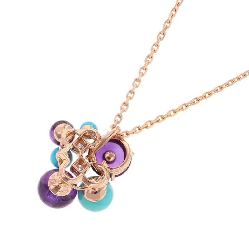 Cartier Necklace Delice de Gore Amethyst Turquoise Diamond 18K Pink