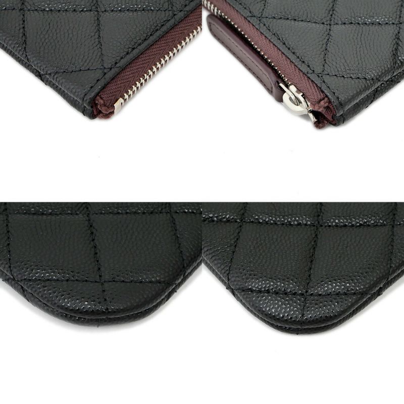 Chanel Classic Small Zip Pouch Black Silver