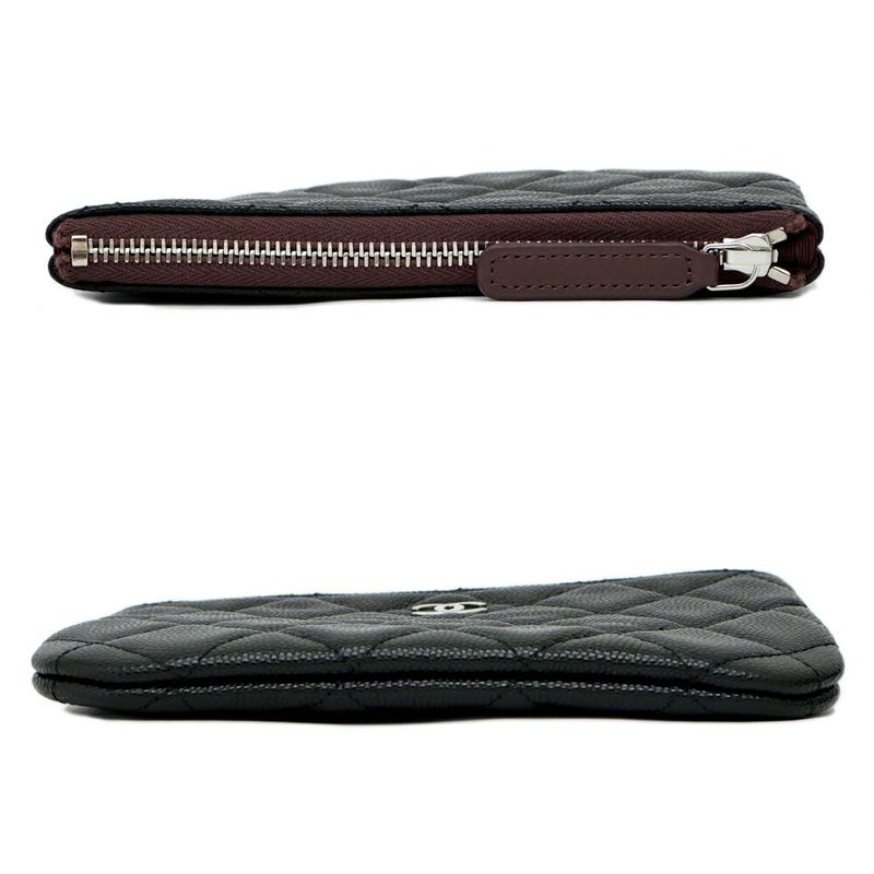 Chanel Classic Small Zip Pouch Black Silver