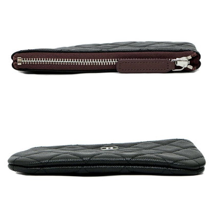 Chanel Classic Small Zip Pouch Black Silver