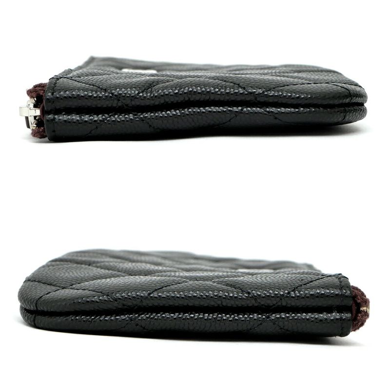 Chanel Classic Small Zip Pouch Black Silver