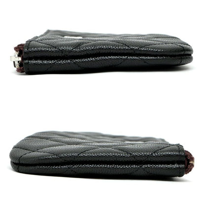 Chanel Classic Small Zip Pouch Black Silver