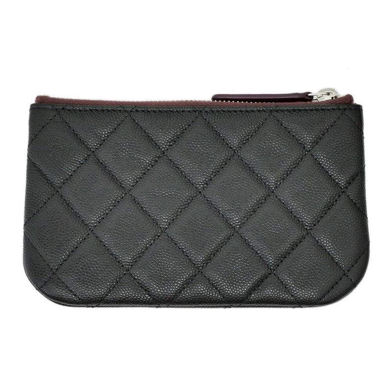 Chanel Classic Small Zip Pouch Black Silver