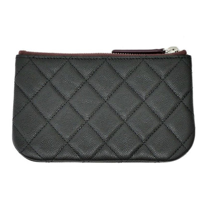 Chanel Classic Small Zip Pouch Black Silver