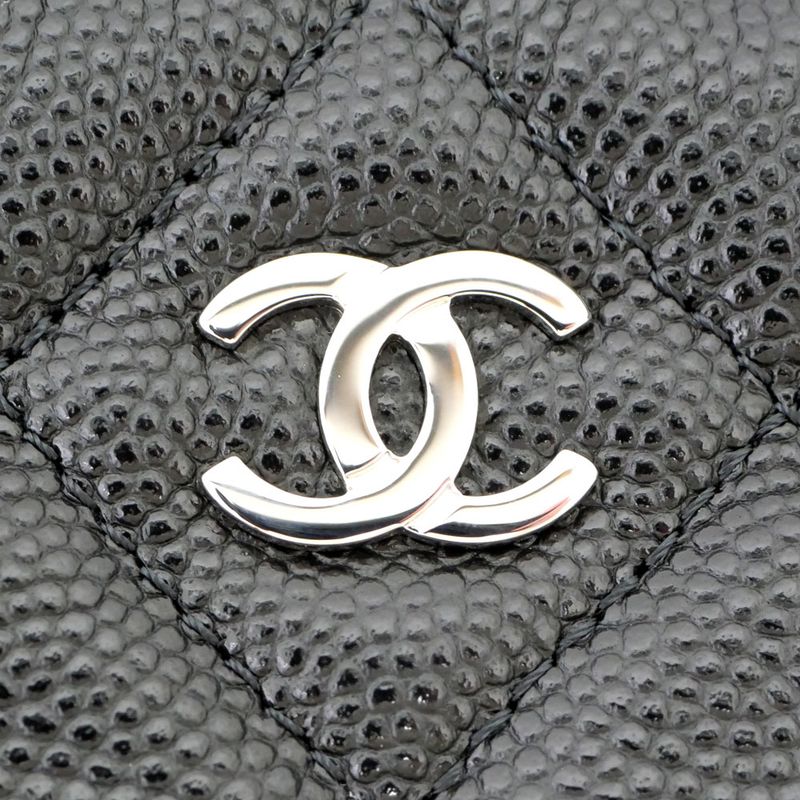 Chanel Classic Small Zip Pouch Black Silver