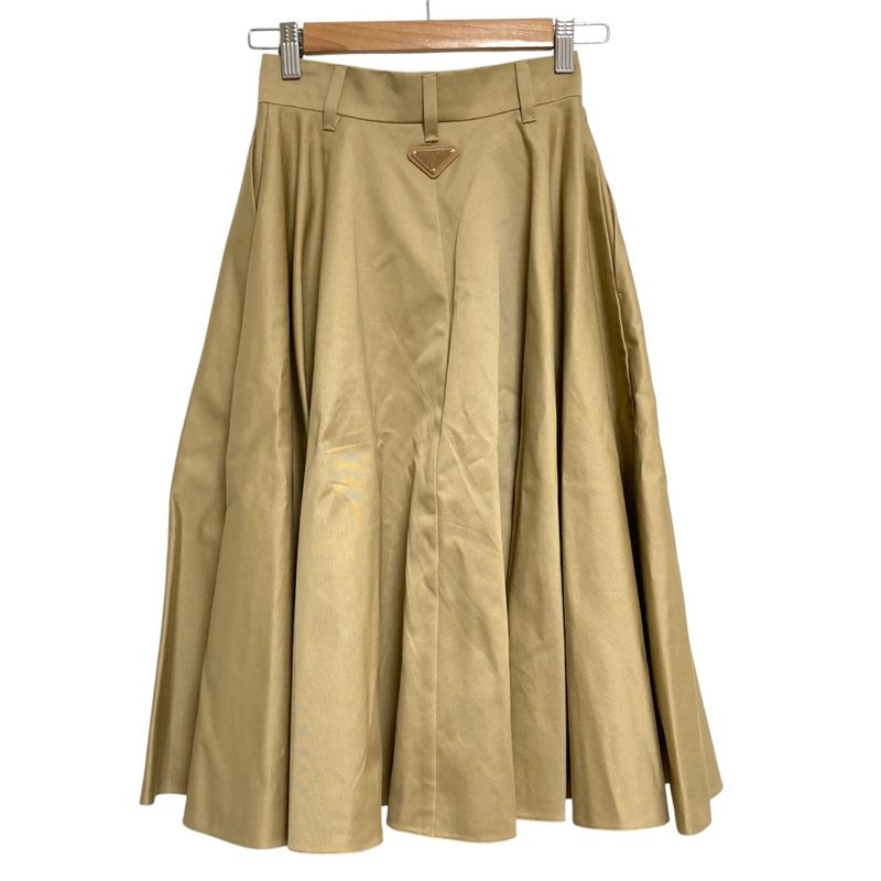 Prada Fit Chino Midi Skirt 36 Beige