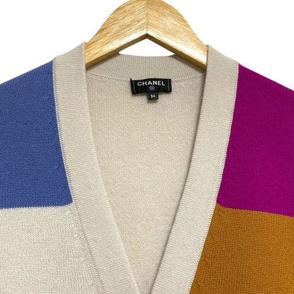 Chanel V-neck Cashmere Knit CC Logo Button Cardigan 34 Multicolor