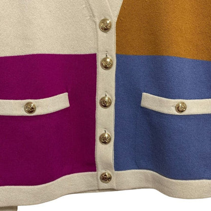 Chanel V-neck Cashmere Knit CC Logo Button Cardigan 34 Multicolor