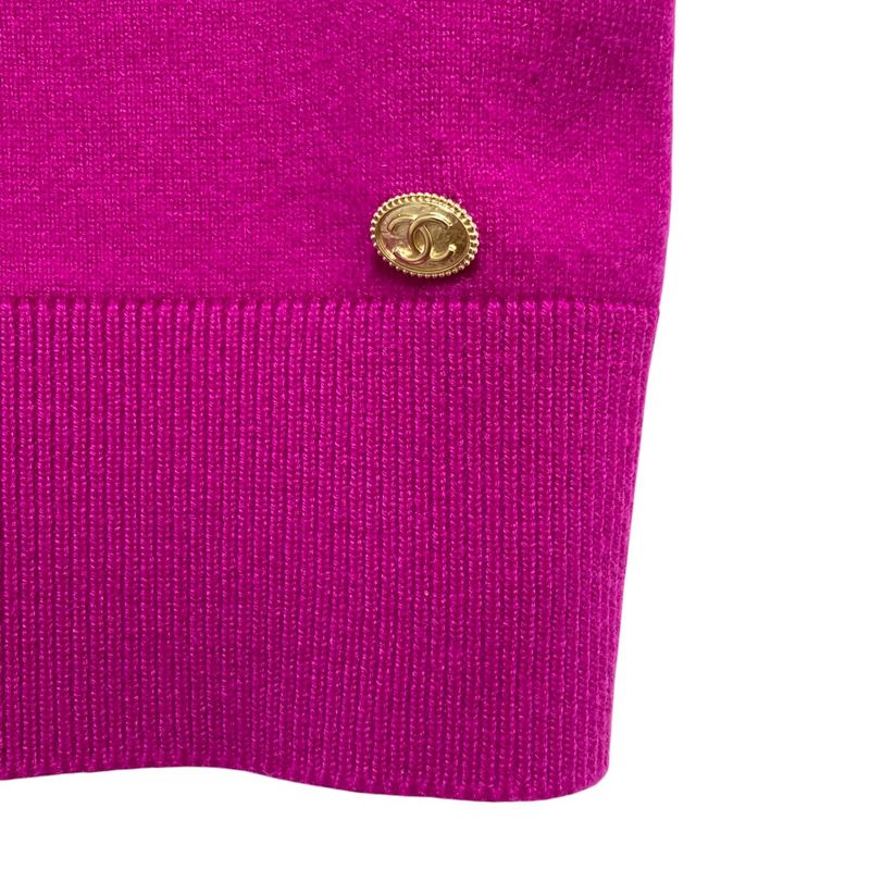 Chanel CC Logo Cashmere Knit Bustier 34 Purple
