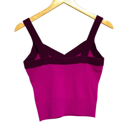 Chanel CC Logo Cashmere Knit Bustier 34 Purple