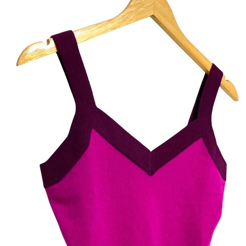 Chanel CC Logo Cashmere Knit Bustier 34 Purple