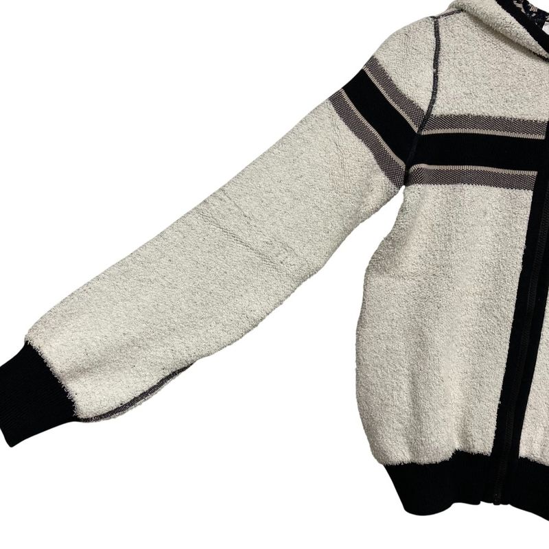 Dior Reversible Oblique Knit Zip Hoodie White Navy