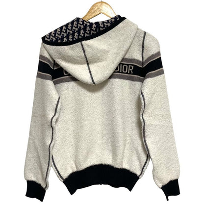 Dior Reversible Oblique Knit Zip Hoodie White Navy