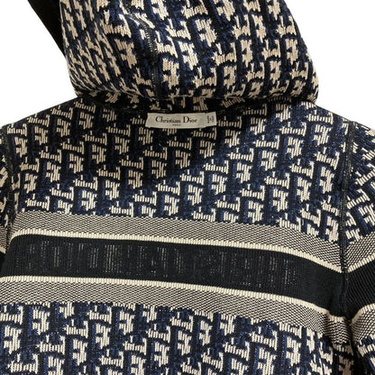 Dior Reversible Oblique Knit Zip Hoodie White Navy
