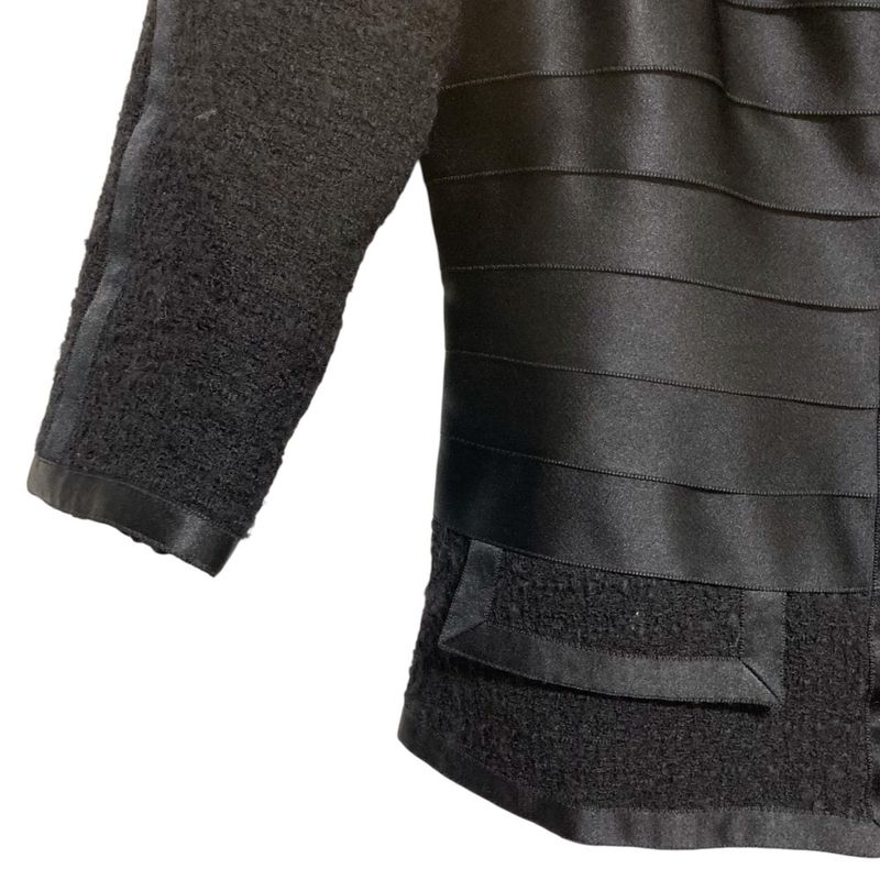 Chanel Tweed Tiered Combination Ribbon Zip Jacket 38 Black