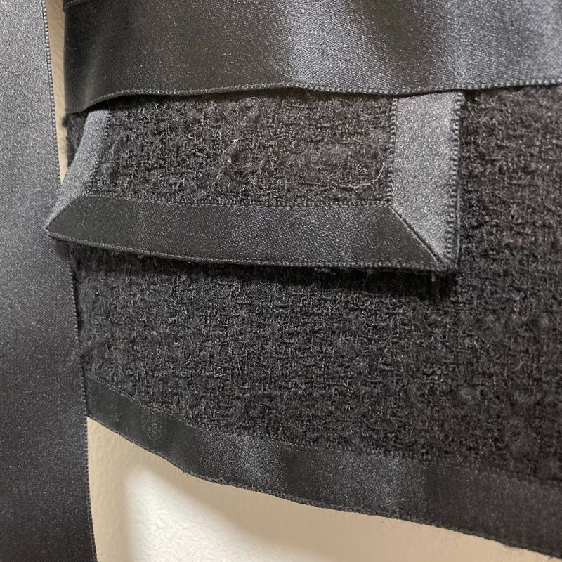 Chanel Tweed Tiered Combination Ribbon Zip Jacket 38 Black
