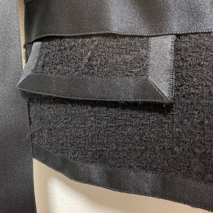 Chanel Tweed Tiered Combination Ribbon Zip Jacket 38 Black