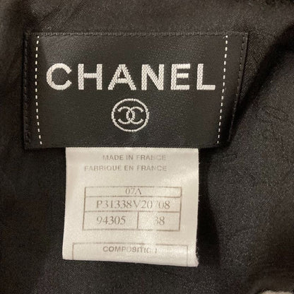 Chanel CC Logo Tweed Sleeveless Dress 38 Black