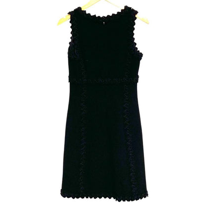 Chanel CC Logo Tweed Sleeveless Dress 38 Black