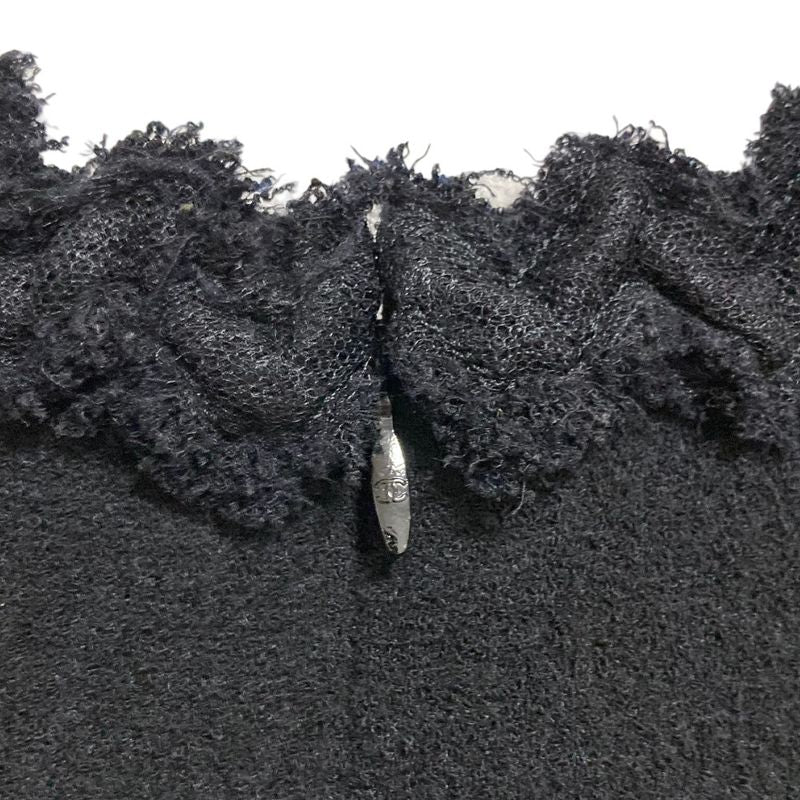 Chanel CC Logo Tweed Sleeveless Dress 38 Black