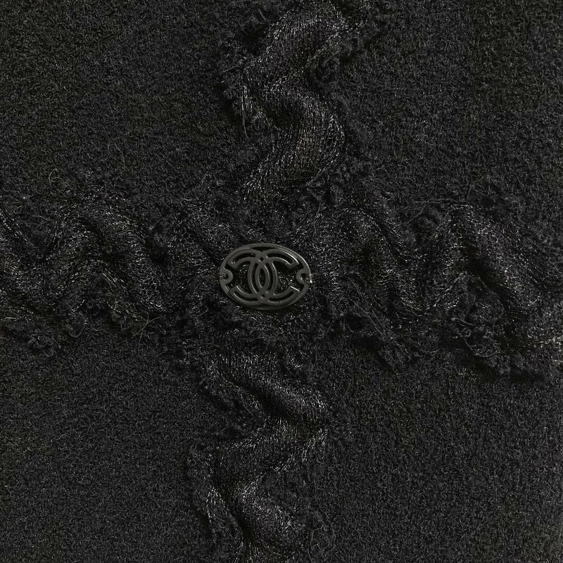 Chanel CC Logo Tweed Sleeveless Dress 38 Black