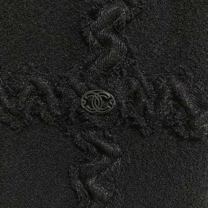 Chanel CC Logo Tweed Sleeveless Dress 38 Black
