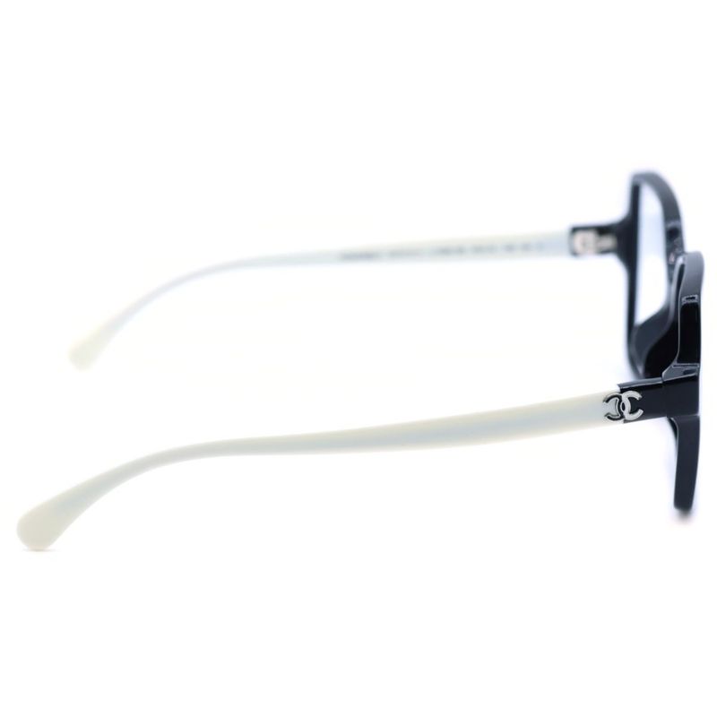 Chanel Optical CC Logo Square Shape Sunglasses Black Frame Blue Lens