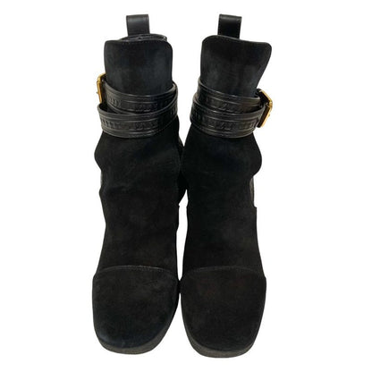 Louis Vuitton Wedge Sole Belt Design Suede Boots 34.5