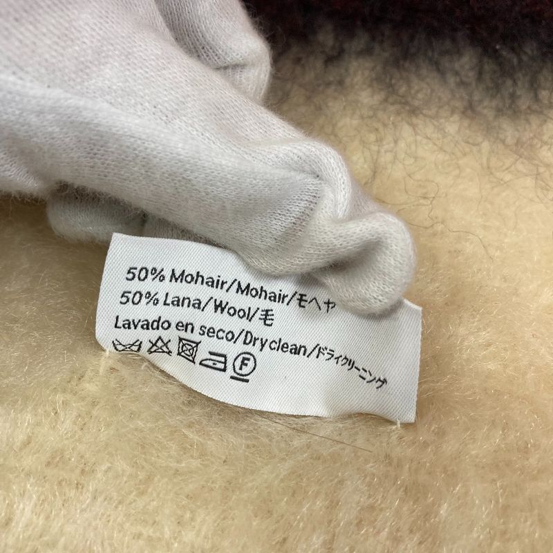 Loewe Anagram Leather Patch Wool Mohair Shaggy Scarf Red