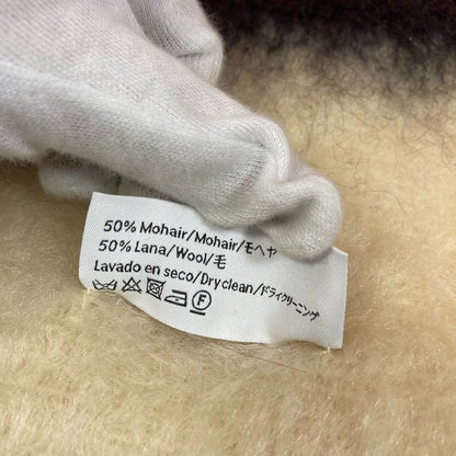 Loewe Anagram Leather Patch Wool Mohair Shaggy Scarf Red