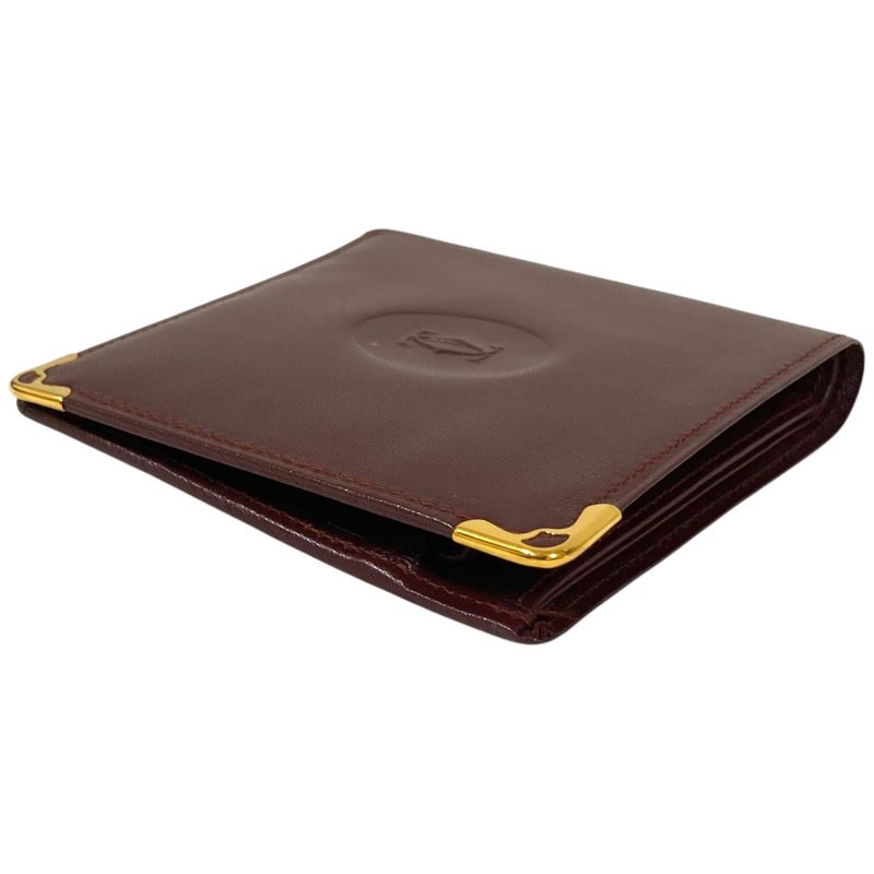 Cartier Must Line Leather Compact Wallet Bifold Gold