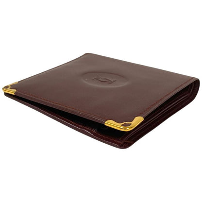 Cartier Must Line Leather Compact Wallet Bifold Gold