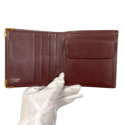 Cartier Must Line Leather Compact Wallet Bifold Gold