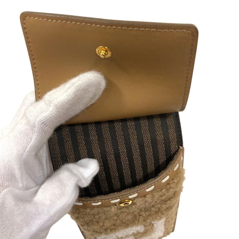 Fendi Boa Different Materials Mix Phone Pouch Brown