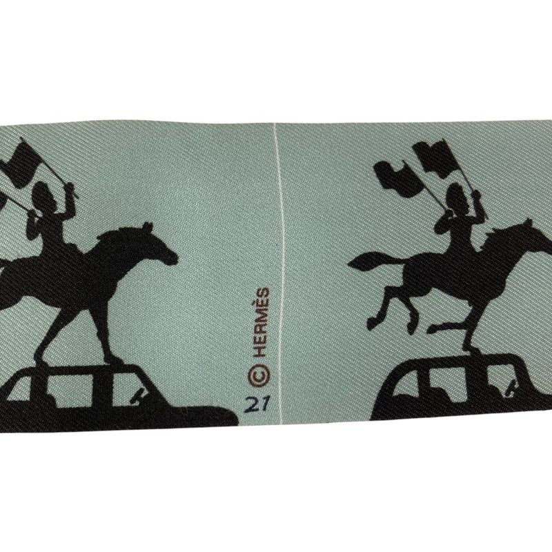 Hermes Parade Twilly Silk Scarf Light Blue