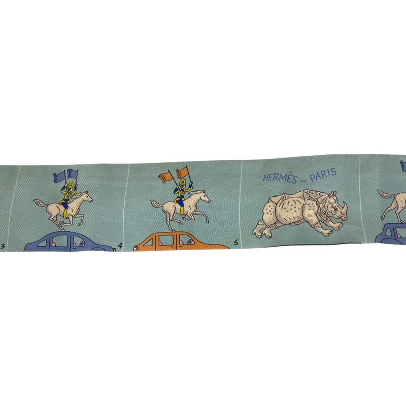 Hermes Parade Twilly Silk Scarf Light Blue