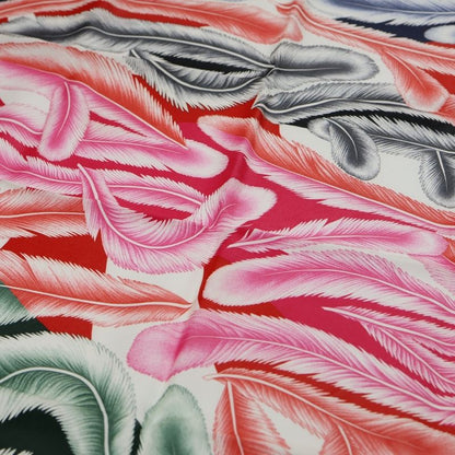 Hermes Carre 70 a la Plume Feather Silk Scarf Navy Red