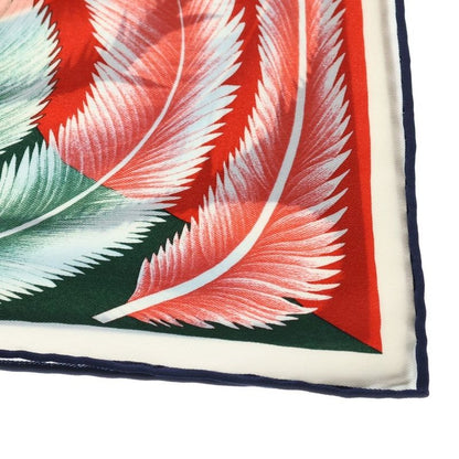 Hermes Carre 70 a la Plume Feather Silk Scarf Navy Red