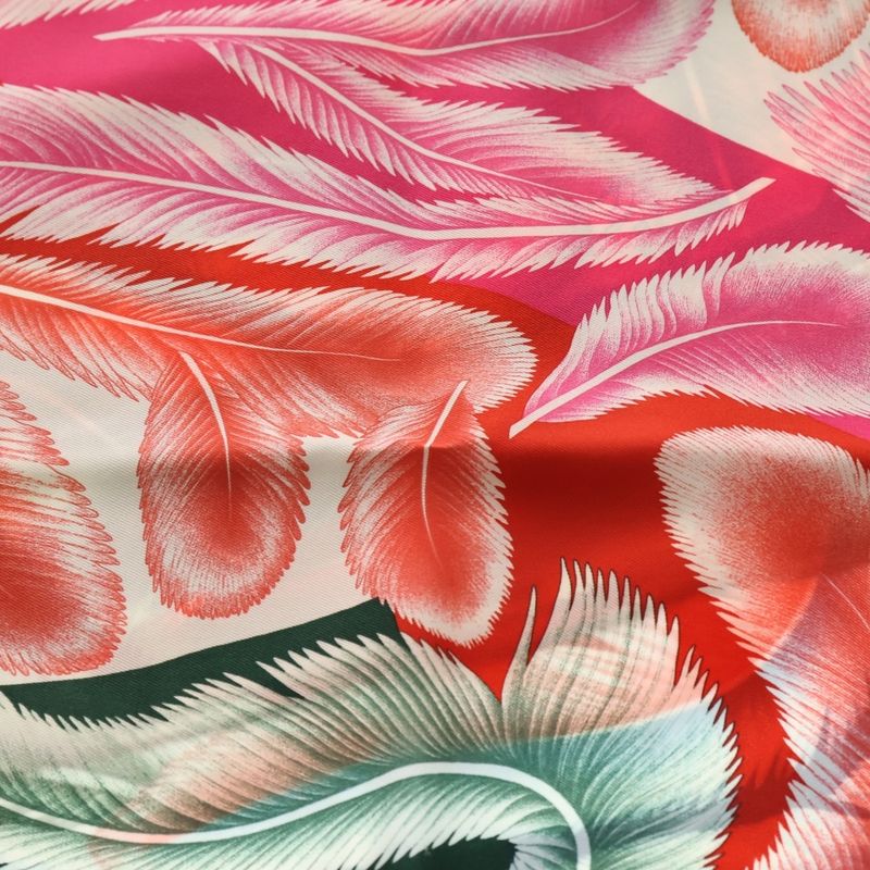 Hermes Carre 70 a la Plume Feather Silk Scarf Navy Red