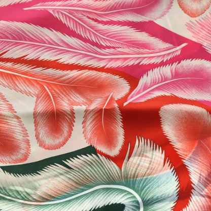 Hermes Carre 70 a la Plume Feather Silk Scarf Navy Red