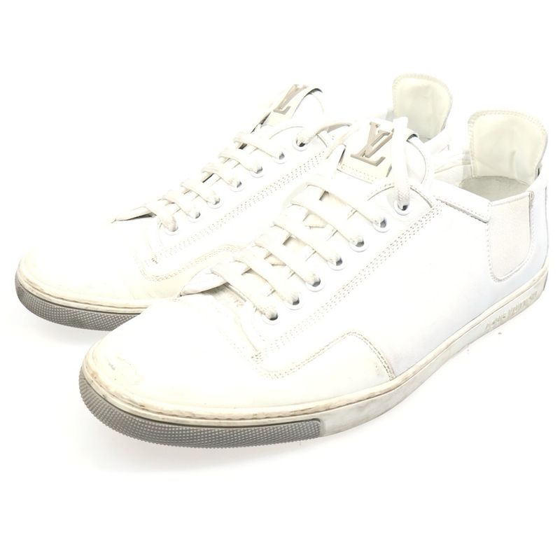 Louis Vuitton Side Gore Leather Low Cut Sneakers Shoes White