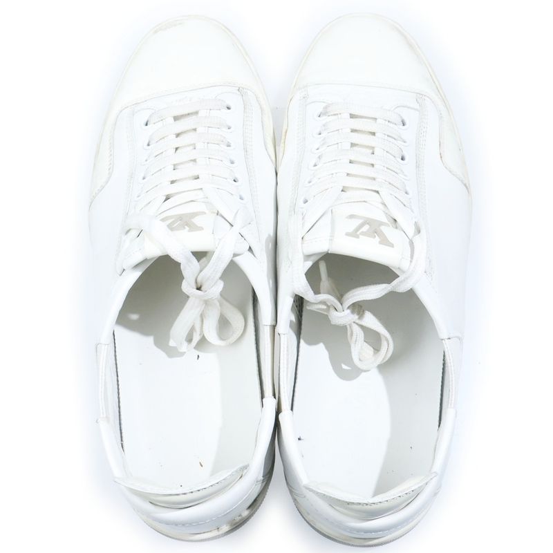 Louis Vuitton Side Gore Leather Low Cut Sneakers Shoes White