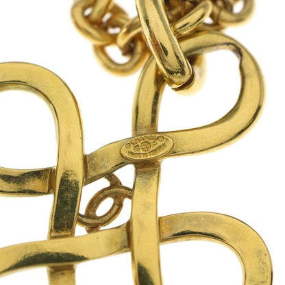 Chanel CC Logo Cross Clover Chain Necklace Gold