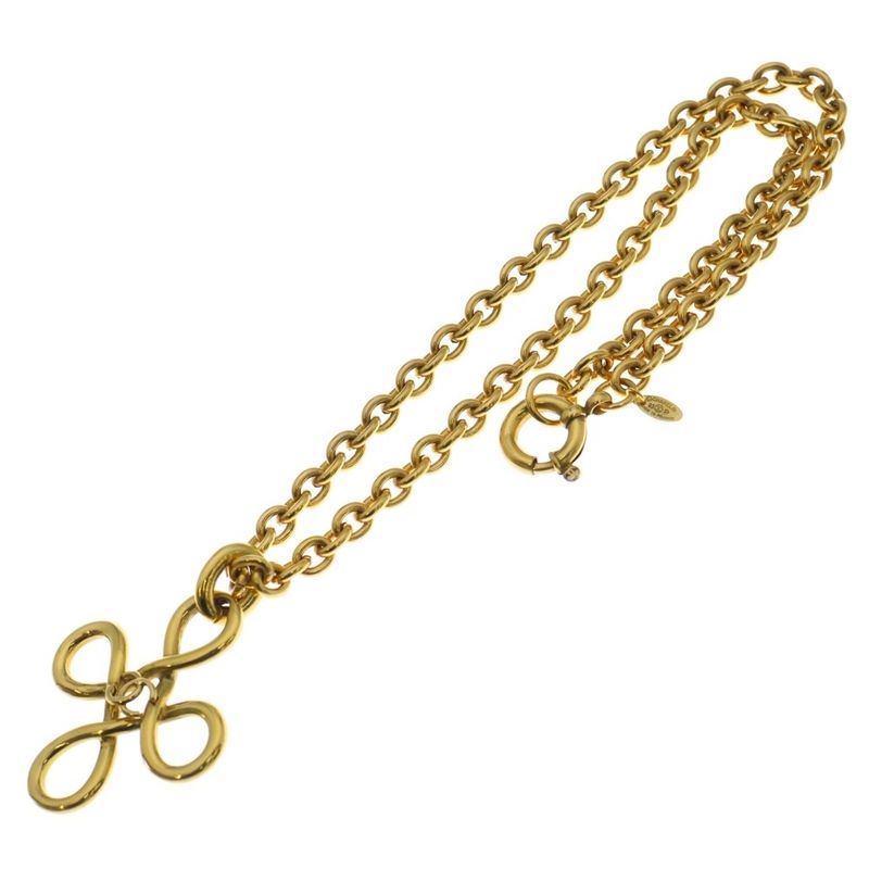Chanel CC Logo Cross Clover Chain Necklace Gold