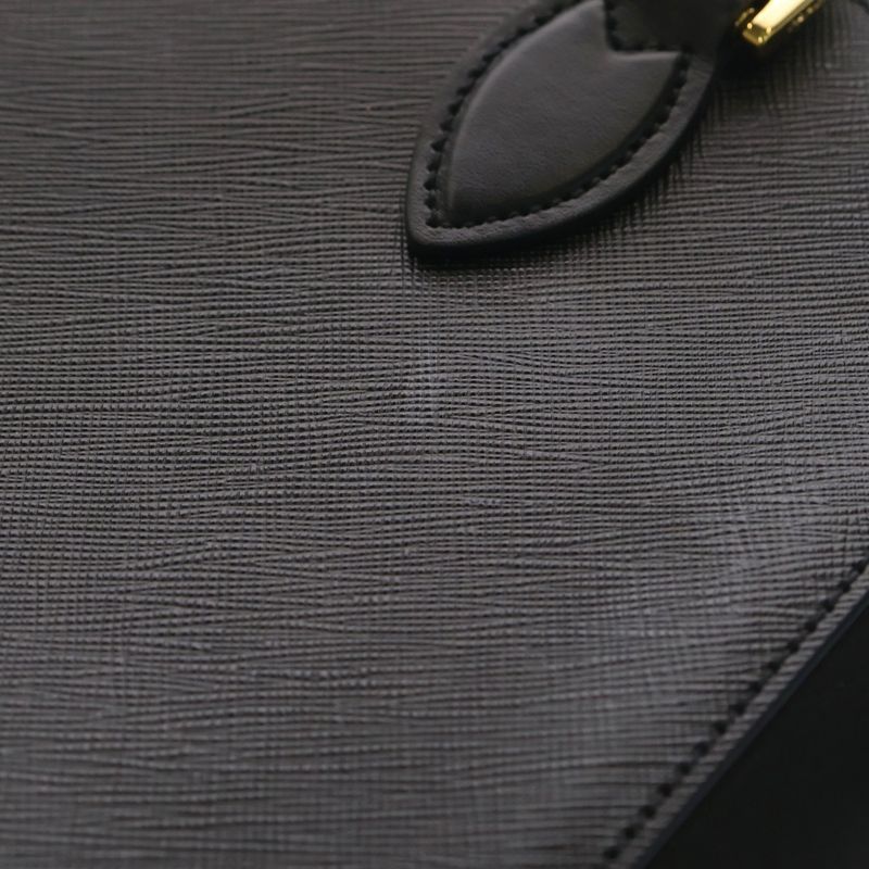 Prada Saffiano 2-Way Shoulder Bag Black Leather
