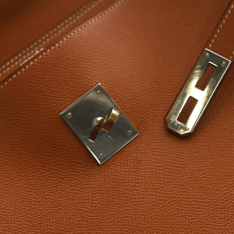 Hermes Kelly Depeche 36 Orange Silver Handbag Business Bag